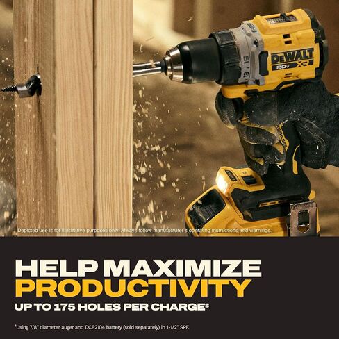 DEWALT Drill Set 20V MAX XR, 1/2 in. Brushless Cordless Drill Driver Kit With 5AH POWERSTACK Battery and Charger, LED Light, Dual Speed (DCD801H1) in Kuwait