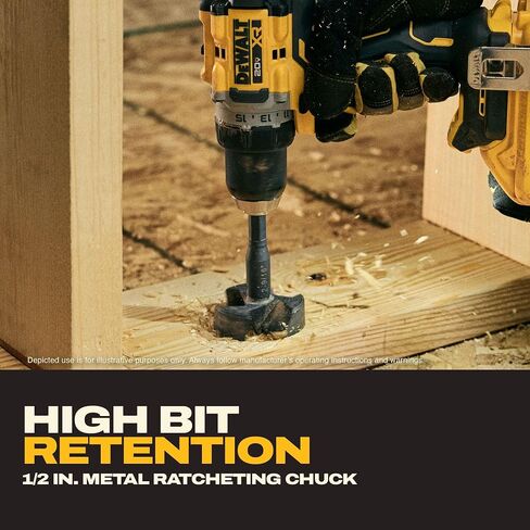DEWALT Drill Set 20V MAX XR, 1/2 in. Brushless Cordless Drill Driver Kit With 5AH POWERSTACK Battery and Charger, LED Light, Dual Speed (DCD801H1) in Kuwait