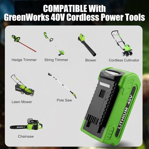 2-Pack 40V 4.0Ah Battery Replacement for Greenworks 40V Battery and Charger Kit (Dual-Port Charger with USB Port)，Compatible with Greenworks 40 Volt G-MAX Cordless Power Tools in Kuwait