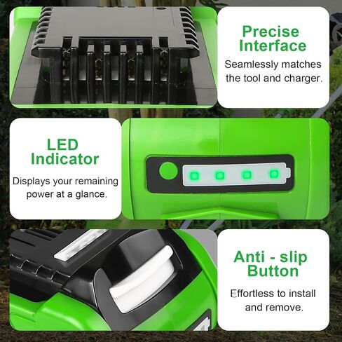 2-Pack 40V 4.0Ah Battery Replacement for Greenworks 40V Battery and Charger Kit (Dual-Port Charger with USB Port)，Compatible with Greenworks 40 Volt G-MAX Cordless Power Tools in Kuwait