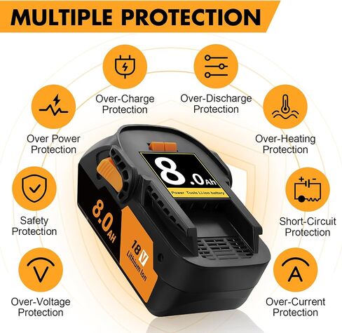 Upgraded 8000mAh Replacement for Ridgid 18V Battery Compatible with Ridgid 18 Volt Battery R840087 R840086 R840085 R840083 R840089 AC840085 AC840086 AC840087P AC840089 Drill Tools,2Packs in Kuwait