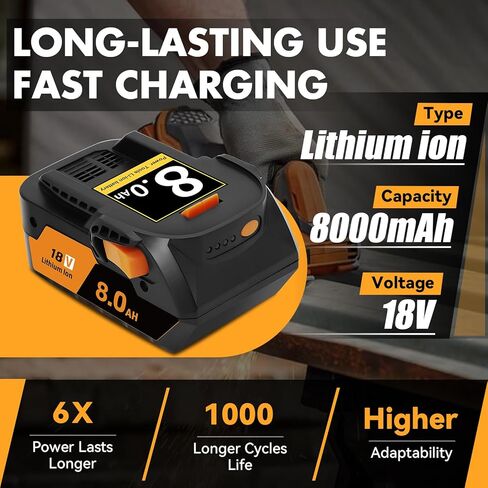 Upgraded 8000mAh Replacement for Ridgid 18V Battery Compatible with Ridgid 18 Volt Battery R840087 R840086 R840085 R840083 R840089 AC840085 AC840086 AC840087P AC840089 Drill Tools,2Packs in Kuwait