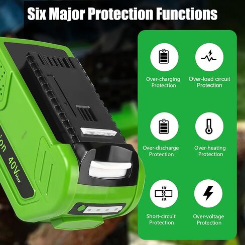 2-Pack 40V 4.0Ah Battery Replacement for Greenworks 40V Battery and Charger Kit (Dual-Port Charger with USB Port)，Compatible with Greenworks 40 Volt G-MAX Cordless Power Tools in Kuwait