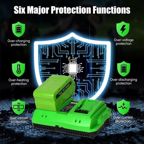 2-Pack 40V 4.0Ah Battery Replacement for Greenworks 40V Battery and Charger Kit (Dual-Port Charger with USB Port)，Compatible with Greenworks 40 Volt G-MAX Cordless Power Tools in Kuwait