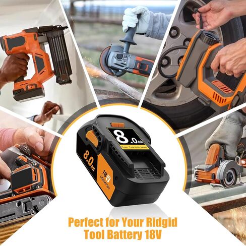 Upgraded 8000mAh Replacement for Ridgid 18V Battery Compatible with Ridgid 18 Volt Battery R840087 R840086 R840085 R840083 R840089 AC840085 AC840086 AC840087P AC840089 Drill Tools,2Packs in Kuwait