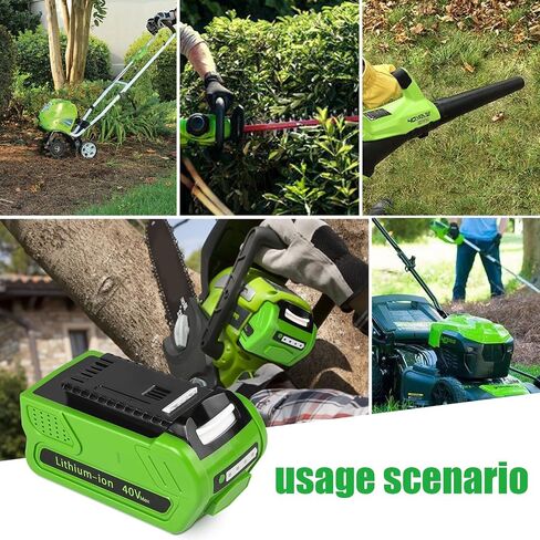 2-Pack 40V 4.0Ah Battery Replacement for Greenworks 40V Battery and Charger Kit (Dual-Port Charger with USB Port)，Compatible with Greenworks 40 Volt G-MAX Cordless Power Tools in Kuwait