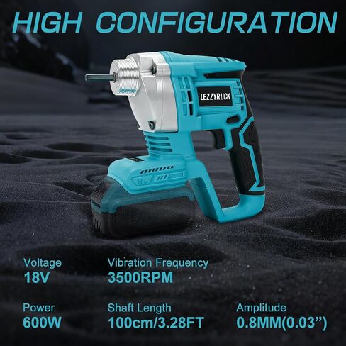 Concrete Vibrating Tool Compatible with Makita 18V Battery (No Battery), Brushless Handheld Concrete Vibrator with 3.28ft Shaft Rod, 4300RPM, for Mixing and Compacting Building Concrete in Kuwait