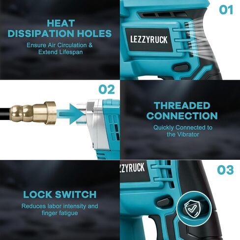 Concrete Vibrating Tool Compatible with Makita 18V Battery (No Battery), Brushless Handheld Concrete Vibrator with 3.28ft Shaft Rod, 4300RPM, for Mixing and Compacting Building Concrete in Kuwait