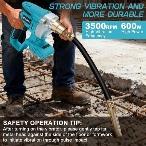 Concrete Vibrating Tool Compatible with Makita 18V Battery (No Battery), Brushless Handheld Concrete Vibrator with 3.28ft Shaft Rod, 4300RPM, for Mixing and Compacting Building Concrete in Kuwait