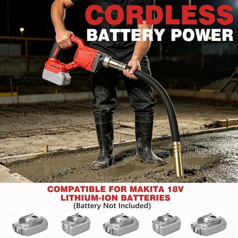 Cordless Concrete Vibrator, 800W Handheld Vibrating Tool with 3.6ft Flexible Shaft, 6000VPM Portable Vibrator for Air Bubble Removal (No Battery) in Kuwait
