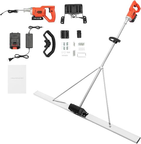 Power Concrete Screed Vibratory Kit, 21V Electric Cordless Concrete Screed Vibrator Tool Concrete Finishing Tool Battery Powered Concrete Surface Leveling Tamper Ruler for Construction Sites in Kuwait
