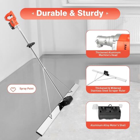 Power Concrete Screed Vibratory Kit, 21V Electric Cordless Concrete Screed Vibrator Tool Concrete Finishing Tool Battery Powered Concrete Surface Leveling Tamper Ruler for Construction Sites in Kuwait