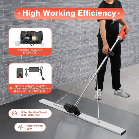 Power Concrete Screed Vibratory Kit, 21V Electric Cordless Concrete Screed Vibrator Tool Concrete Finishing Tool Battery Powered Concrete Surface Leveling Tamper Ruler for Construction Sites in Kuwait