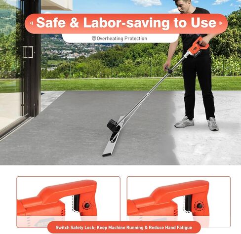 Power Concrete Screed Vibratory Kit, 21V Electric Cordless Concrete Screed Vibrator Tool Concrete Finishing Tool Battery Powered Concrete Surface Leveling Tamper Ruler for Construction Sites in Kuwait