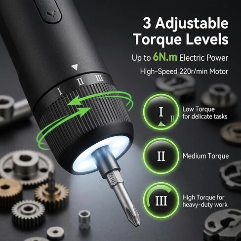 Kartop Electric Screwdriver Kit with 21 Magnetic Bits, Cordless Screwdriver 2000mAh Battery, Rechargeable Power Screwdriver with LED Light in Kuwait