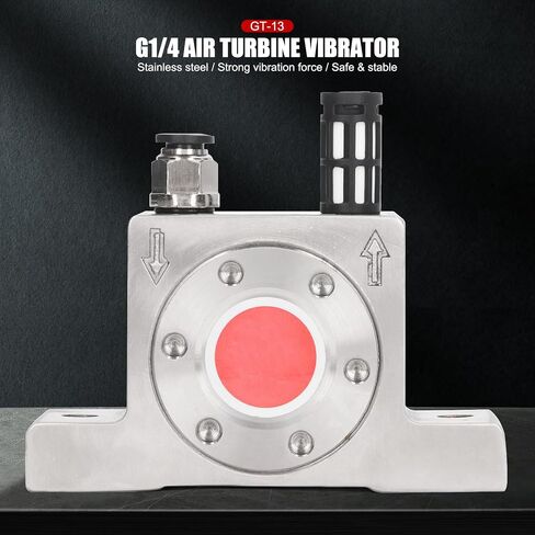 G1/4" Pneumatic Air Turbine Vibrator for Shaking Hoppers, with 60-75 dBa Quiet, GT13 High frequency Stainless Steel Industrial Air Vibrator for Material Flow in Kuwait