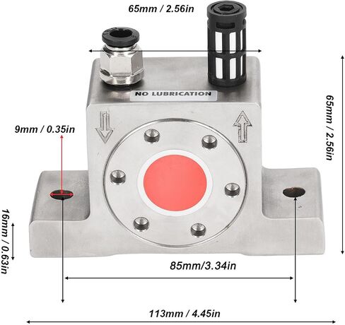 G1/4" Pneumatic Air Turbine Vibrator for Shaking Hoppers, with 60-75 dBa Quiet, GT13 High frequency Stainless Steel Industrial Air Vibrator for Material Flow in Kuwait