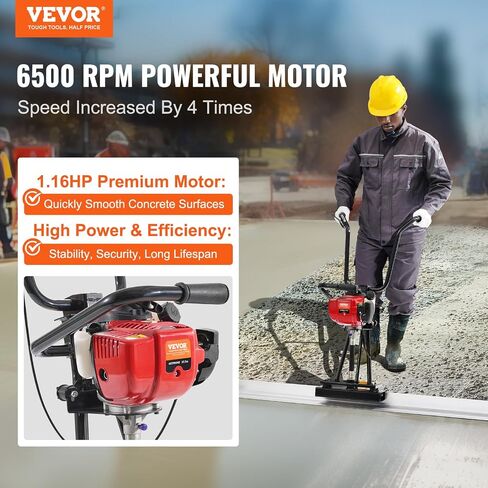 VEVOR Concrete Power Screed, 11ft Aluminum Board Straight Edge Bar Set, 4 Stroke Cement Finishing Vibrating Motor with Height Adjustable Handles, High Efficient Concrete Tools 6500RPM in Kuwait