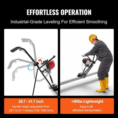 VEVOR Concrete Power Screed, 11ft Aluminum Board Straight Edge Bar Set, 4 Stroke Cement Finishing Vibrating Motor with Height Adjustable Handles, High Efficient Concrete Tools 6500RPM in Kuwait