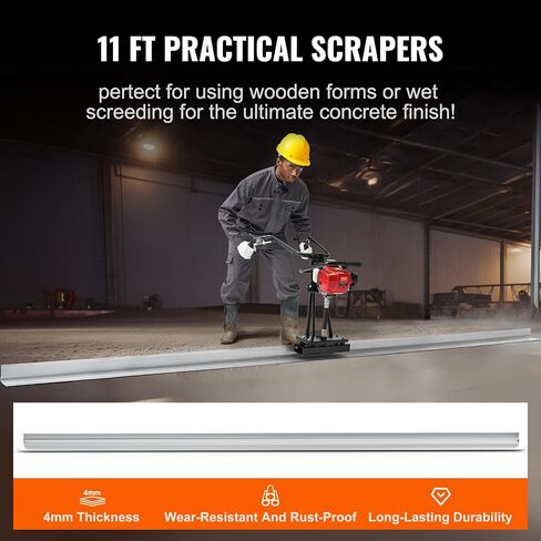 VEVOR Concrete Power Screed, 11ft Aluminum Board Straight Edge Bar Set, 4 Stroke Cement Finishing Vibrating Motor with Height Adjustable Handles, High Efficient Concrete Tools 6500RPM in Kuwait