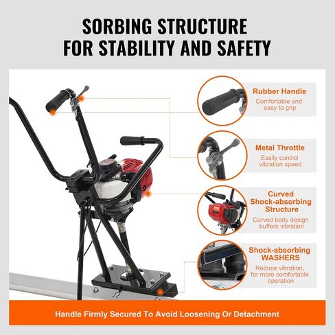 VEVOR Concrete Power Screed, 11ft Aluminum Board Straight Edge Bar Set, 4 Stroke Cement Finishing Vibrating Motor with Height Adjustable Handles, High Efficient Concrete Tools 6500RPM in Kuwait
