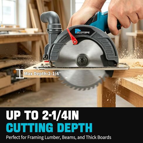 6" Cordless Circular Saw,6900 RPM Power Wood Saw with 2 X 6.0Ah Batteries, 6" Alloy Blade, 2.2"(90°)1.5"(45°) Max Cutting Depth,Portable Table Saw for Wood,Home Renovation in Kuwait
