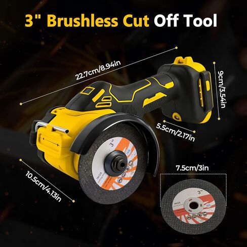 Brushless Cordless Cut-Off Tool for DE-W-A-LT 20V MAX Battery – 20,000 RPM Mini Angle Grinder with LED Light & Safety Lock, Includes 2" Blades for Metal, Wood, Tile & Plastic (Tool Only) in Kuwait