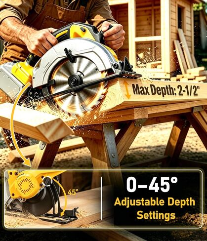 7-1/4" Cordless Circular Saw Compatible With DeWalt 20V Battery(Tool Only) | Brushless 5000 RPM Electric Circular Saw with 2 Blades (24T & 40T), 0–45° Bevel For Jobsite & Garage DIY in Kuwait