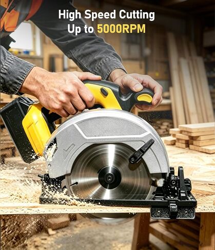 7-1/4" Cordless Circular Saw Compatible With DeWalt 20V Battery(Tool Only) | Brushless 5000 RPM Electric Circular Saw with 2 Blades (24T & 40T), 0–45° Bevel For Jobsite & Garage DIY in Kuwait