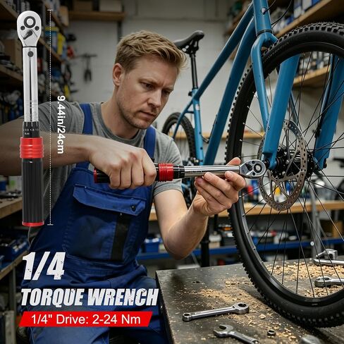10Pcs Torque Wrench Set, 1/4 3/8 1/2 Inch Drive, Torque Range 2-210 Nm, ±3% Accuracy, 72 Tooth Reversible Ratchet, with Extension Bar, Socket Adapter, Universal Joint for Bicycle Motorcycle Car Repair in Kuwait