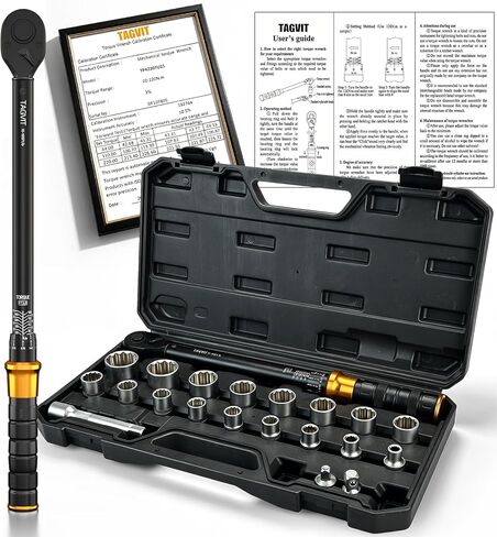 1/2-Inch Drive Click Torque Wrench Set – 15–165 ft-lb / 20–220 Nm, ±3% Precision, Dual Scale, Reversible Head for Car, Tire, and Motorcycle Use in Kuwait