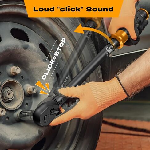 1/2-Inch Drive Click Torque Wrench Set – 15–165 ft-lb / 20–220 Nm, ±3% Precision, Dual Scale, Reversible Head for Car, Tire, and Motorcycle Use in Kuwait