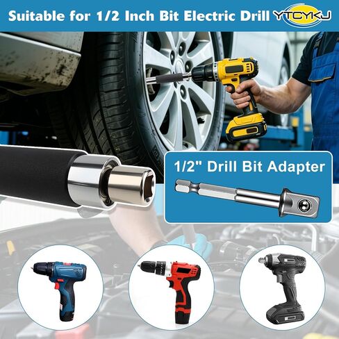 Offset Extension Wrench for Drill - 1/2" Offset Extension Wrench Impact | with Versatile 3/8", 1/4" Socket Adapters, Heavy-Duty Ratchet Extender for Tight Spaces, High Torque & Hard-to-Reach Bolts in Kuwait