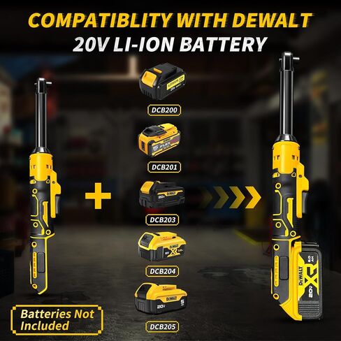 3/8"Cordless Ratchet Wrench Set Compatible with DEWALT 20V MAX Battery | 60Ft-Lbs Brushless Motor Power Electric Ratchet Tool Kit, 1/4" Adapters, 3" Extension Bar & 7 Sockets in Kuwait