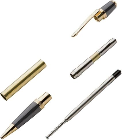 ROCKLER Manhattan Ballpoint Pen Hardware Kit - Black Titanium w/Gold in Kuwait