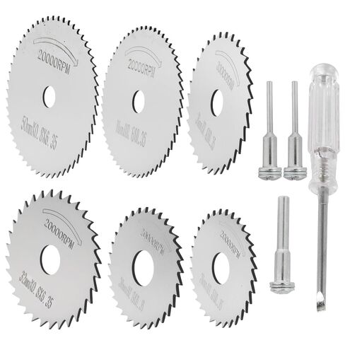Enhanced Drill Saw Blades for Dremel Rotary Tool 6-Pcs HSS Saw Disc Wheel Cutting Blades with 2Pcs 1/8" Round Shank,1Pcs 1/4" Round Shank for Wood Plastic Aluminum Cutting(One Screwdriver) in Kuwait
