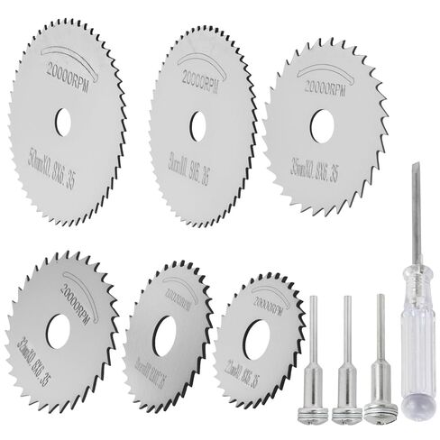 6Pcs HSS Drill Saw Blades Set with 2Pcs 1/8" Round Shank & 1Pcs 1/4" Round Shank Compatible with Dremel Rotary Tool for Wood Plastic Aluminum in Kuwait