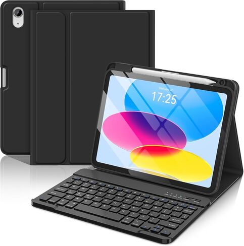 حافظة لوحة مفاتيح BQSS iPad الجيل العاشر مقاس 10.9 بوصة 2022، حافظة لوحة مفاتيح ذكية نحيفة لجهاز iPad الجيل العاشر 2022، لوحة مفاتيح لاسلكية قابلة للفصل، حامل أقلام (وردي) in Kuwait