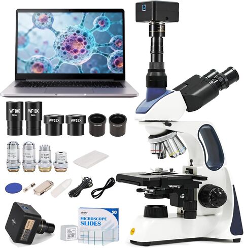 Swift Trinocular Compound Microscope SW350T,40X-2500X Magnification,Siedentopf Head,Research-Grade,Two-Layer Mechanical Stage,1.3mp Camera and Software Windows and Mac Compatible in Kuwait