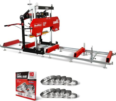 MechMaxx 26" Portable Sawmill (10x Blades Included), ZONSEN 459cc 15HP E-Start Gasoline Engine, 20" Board Width, 13' Track Length, SM-26 in Kuwait