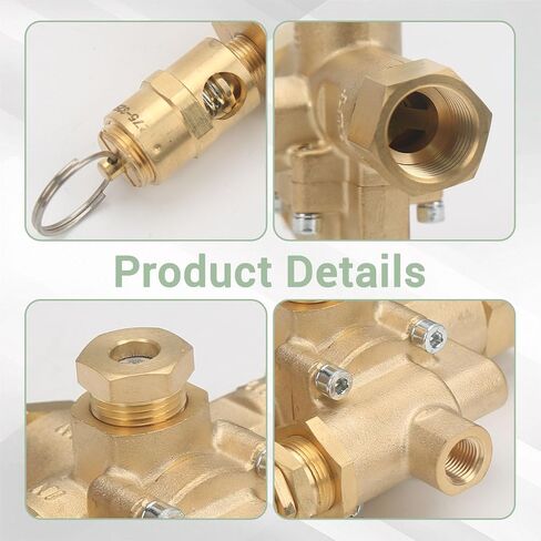 49816283C Pilot Check Unloader Valve Compatible with Ingersoll Rand T30 Gas Powered Air Compressor, 5/8" Inlet 1/2" Outlet 1/8" Control Port Brass Replacement in Kuwait