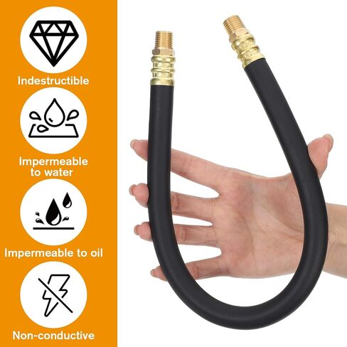 18 Inch Short Air Compressor Hose, 1/4" Male NPT to 1/4" Male NPT Connections Brass Fittings Air Hose Extension Black in Kuwait
