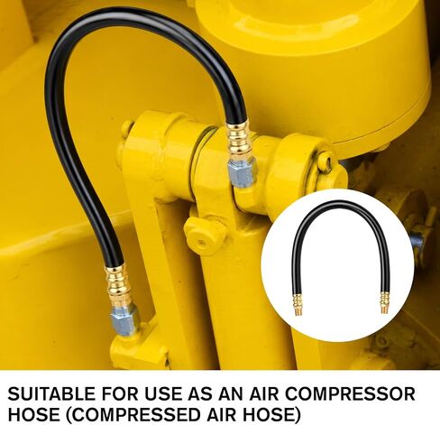 18 Inch Short Air Compressor Hose, 1/4" Male NPT to 1/4" Male NPT Connections Brass Fittings Air Hose Extension Black in Kuwait
