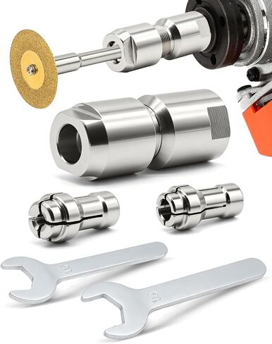 Angle Grinder to Die Grinder Adapter with 5/8"-11 to 1/4 & 1/8 Collet, Conversion Angle Grinder Attachments with Wrenches, Extension Shaft Connecting Rod for Rotary Burrs Wood Carving Metal Polishing in Kuwait