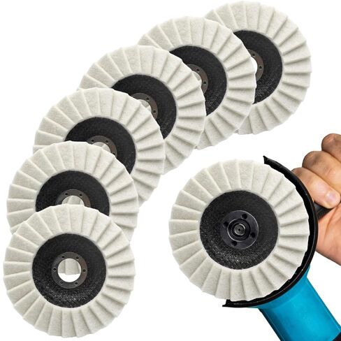6 Pack Wool Polishing Wheel for Angle Grinder 5" X 7/8" Wool Felt Flap Polishing Disc for Aluminum/Marble/Metal/Wood/Automotive (6) in Kuwait
