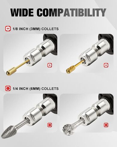 Angle Grinder to Die Grinder Adapter with 5/8"-11 to 1/4 & 1/8 Collet, Conversion Angle Grinder Attachments with Wrenches, Extension Shaft Connecting Rod for Rotary Burrs Wood Carving Metal Polishing in Kuwait