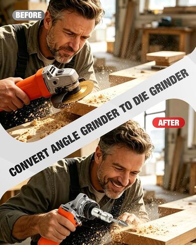 Angle Grinder to Die Grinder Adapter with 5/8"-11 to 1/4 & 1/8 Collet, Conversion Angle Grinder Attachments with Wrenches, Extension Shaft Connecting Rod for Rotary Burrs Wood Carving Metal Polishing in Kuwait