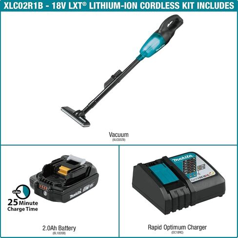 Makita XLC02R1B 18V LXT Lithium-Ion Compact Cordless Vacuum Kit (2.0Ah) (Renewed) in Kuwait