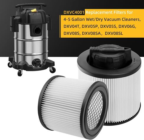 2 Pack DXVC4001 Cartridge Filter Replacement Fit for 4-5 Gallon Wet/Dry Vacuum Cleaners DXV04T, DXV05P, DXV05S, DXV06G, DXV08SA, DXV08S,DXV08SL, Washable and Reusable in Kuwait
