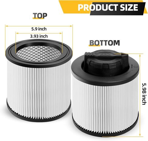 2 Pack DXVC4001 Cartridge Filter Replacement Fit for 4-5 Gallon Wet/Dry Vacuum Cleaners DXV04T, DXV05P, DXV05S, DXV06G, DXV08SA, DXV08S,DXV08SL, Washable and Reusable in Kuwait